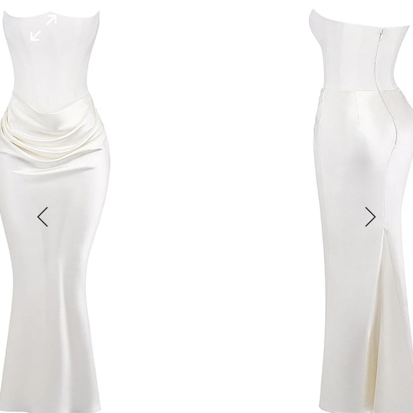 Sexy chic maxi strapless dress in 4 colors ivory,black,smoke and ruby - Picture 2 of 16